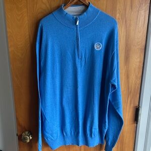 Peter Millar Men's Bright Blue Quarter-Zip Sweater